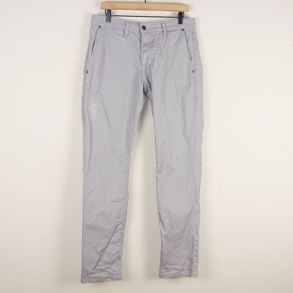 Grown & Sewn Twill Gray Tapered Chino Pants Mens Sz 32 x 33